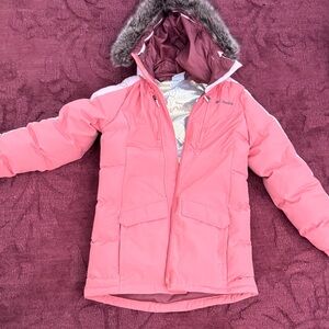 Columbia Pink Insulated Jacket with Faux Fur Trim